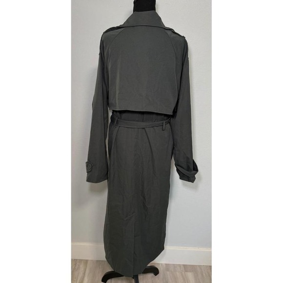 MESHki Andreas Oversized Trench Coat Charcoal Gray Size S - Picture 5 of 8